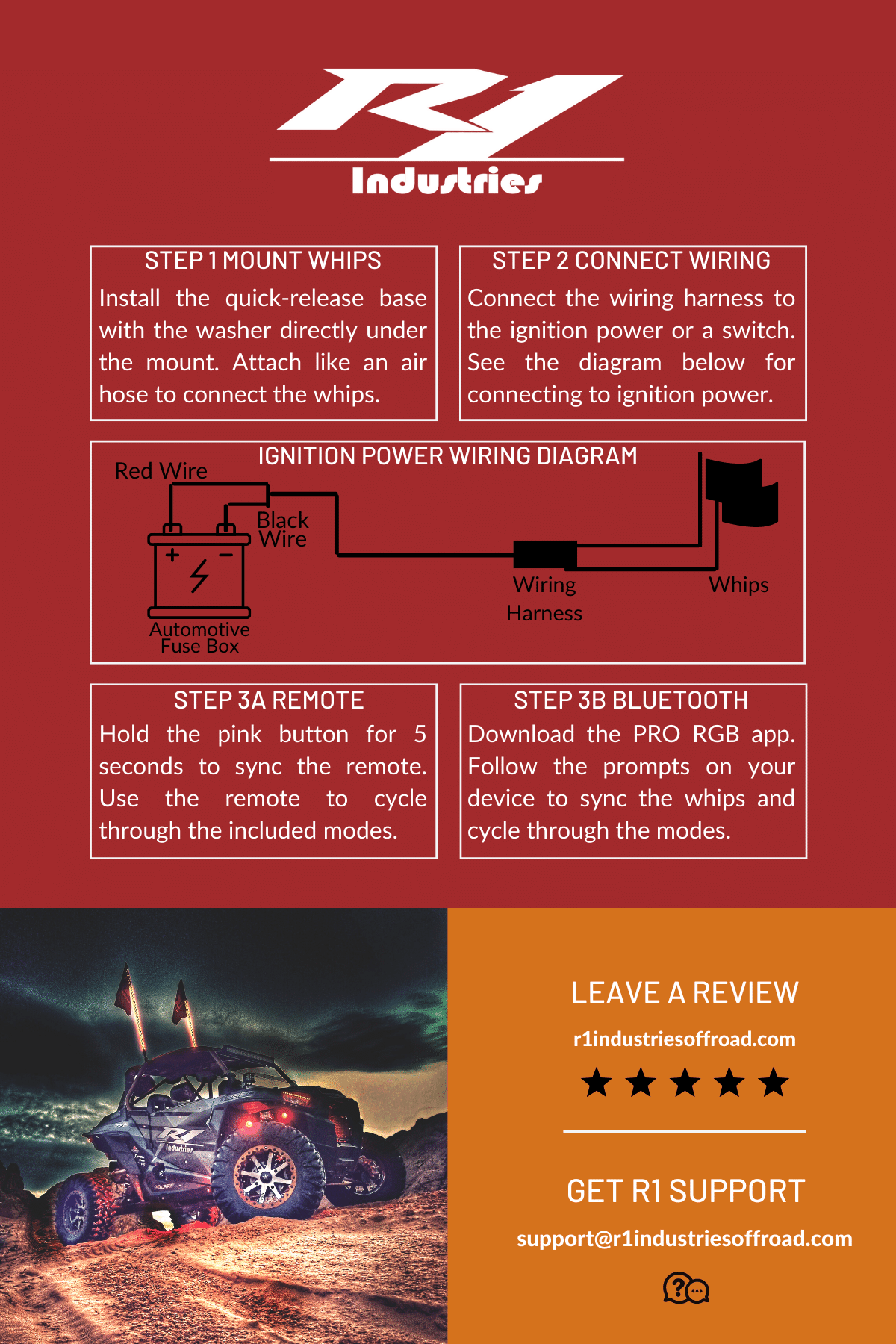 R1 Industries LED Light Whips & Rock Lights