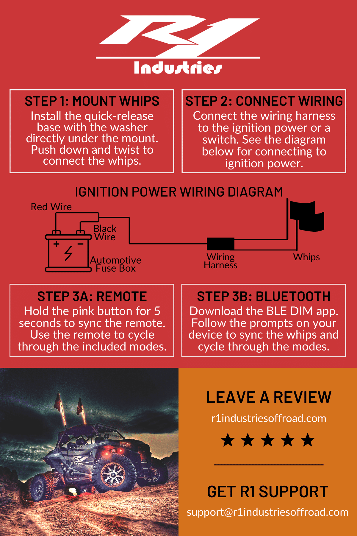 R1 Industries LED Light Whips & Rock Lights