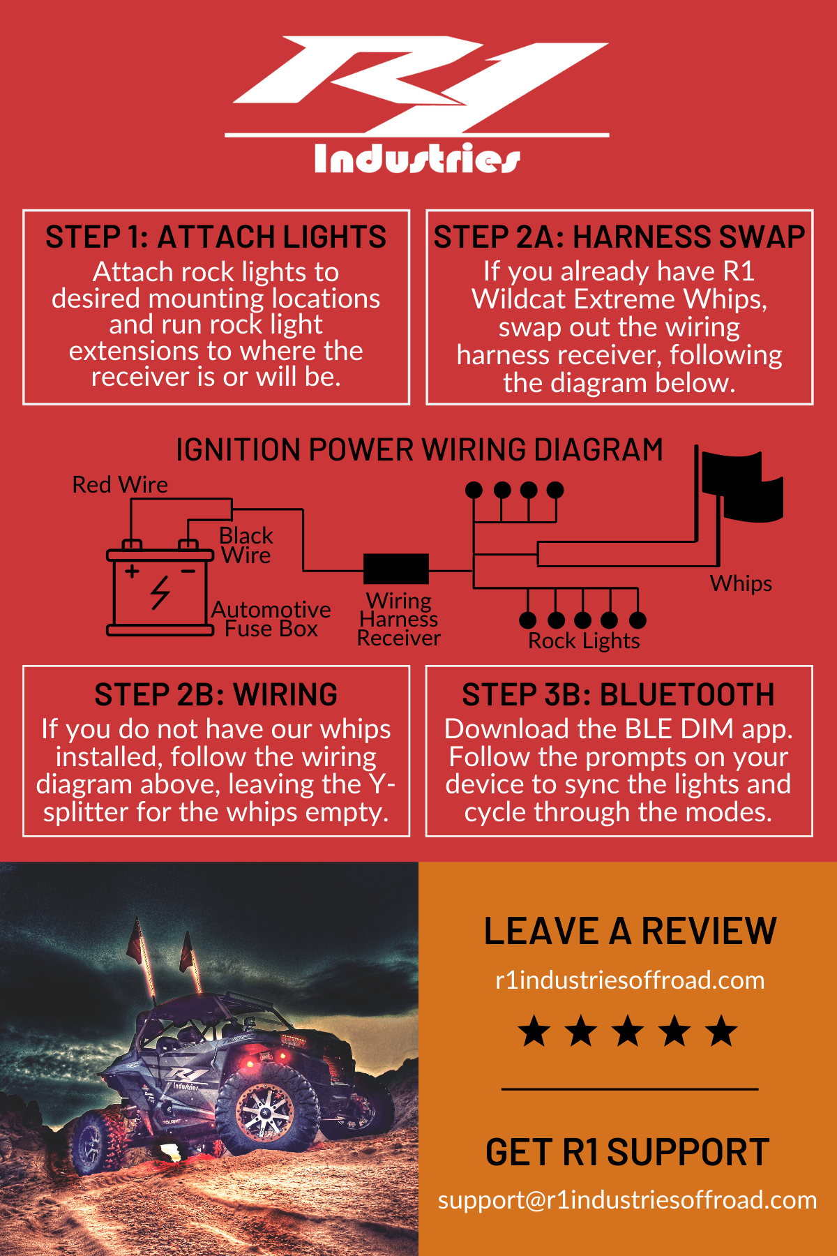 R1 Industries LED Light Whips & Rock Lights 10PODXLRL